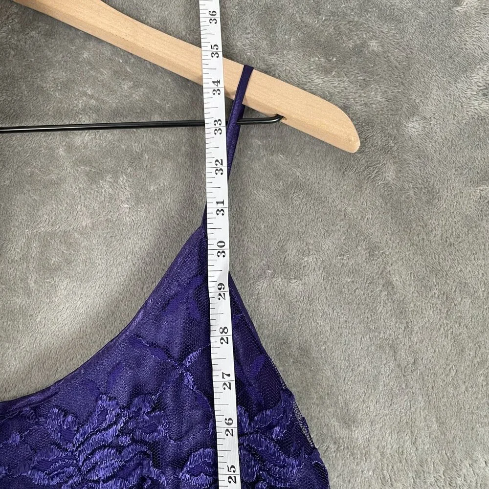 Private Luxuries Floral Slip Mini Dress Women's M Purple Satin Y2K Whimsy Fairy - Picture 9 of 9